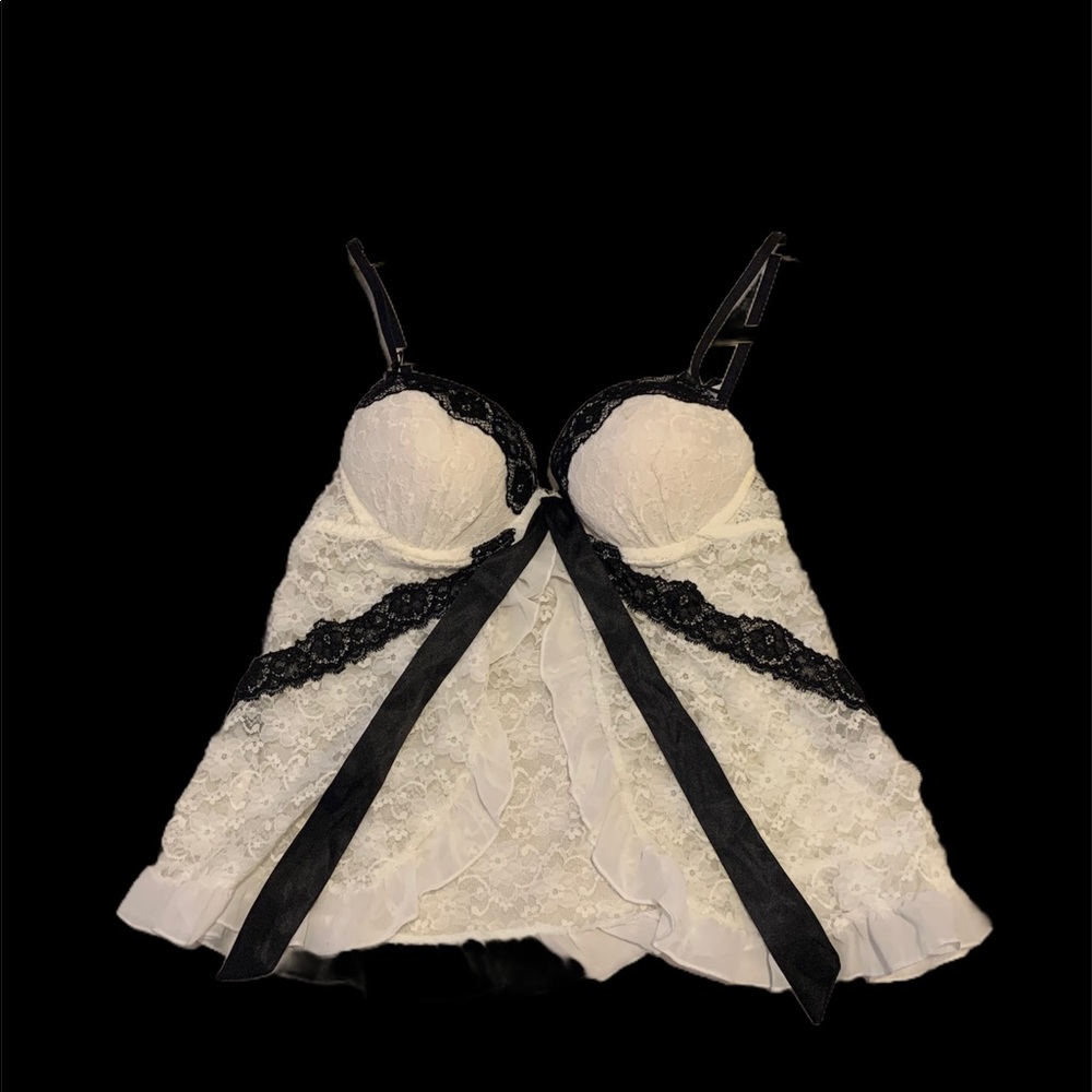 Black and white babydoll bra